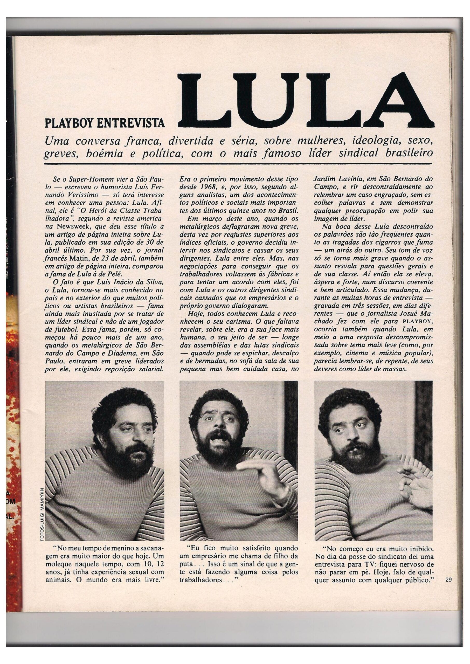 ENTREVISTA LULA NA PLAYBOY - 1979 - ROGÉRIO MENDELSKI